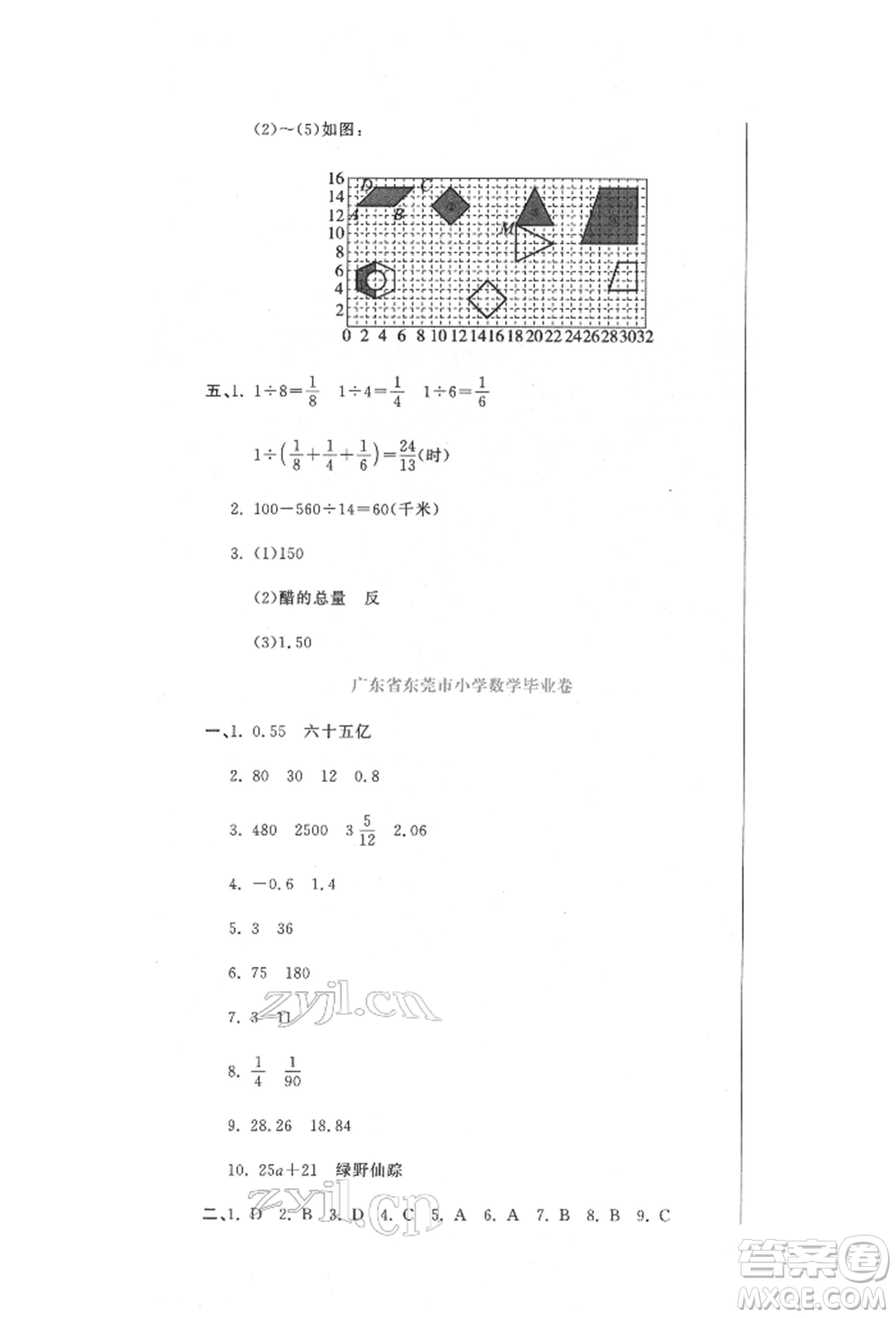 北京教育出版社2022提分教練優(yōu)學導練測試卷六年級下冊數(shù)學人教版參考答案