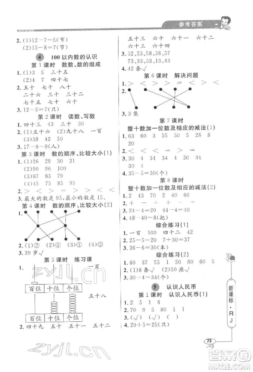 山東畫報出版社2022應(yīng)用題天天練一年級下冊數(shù)學(xué)人教版參考答案