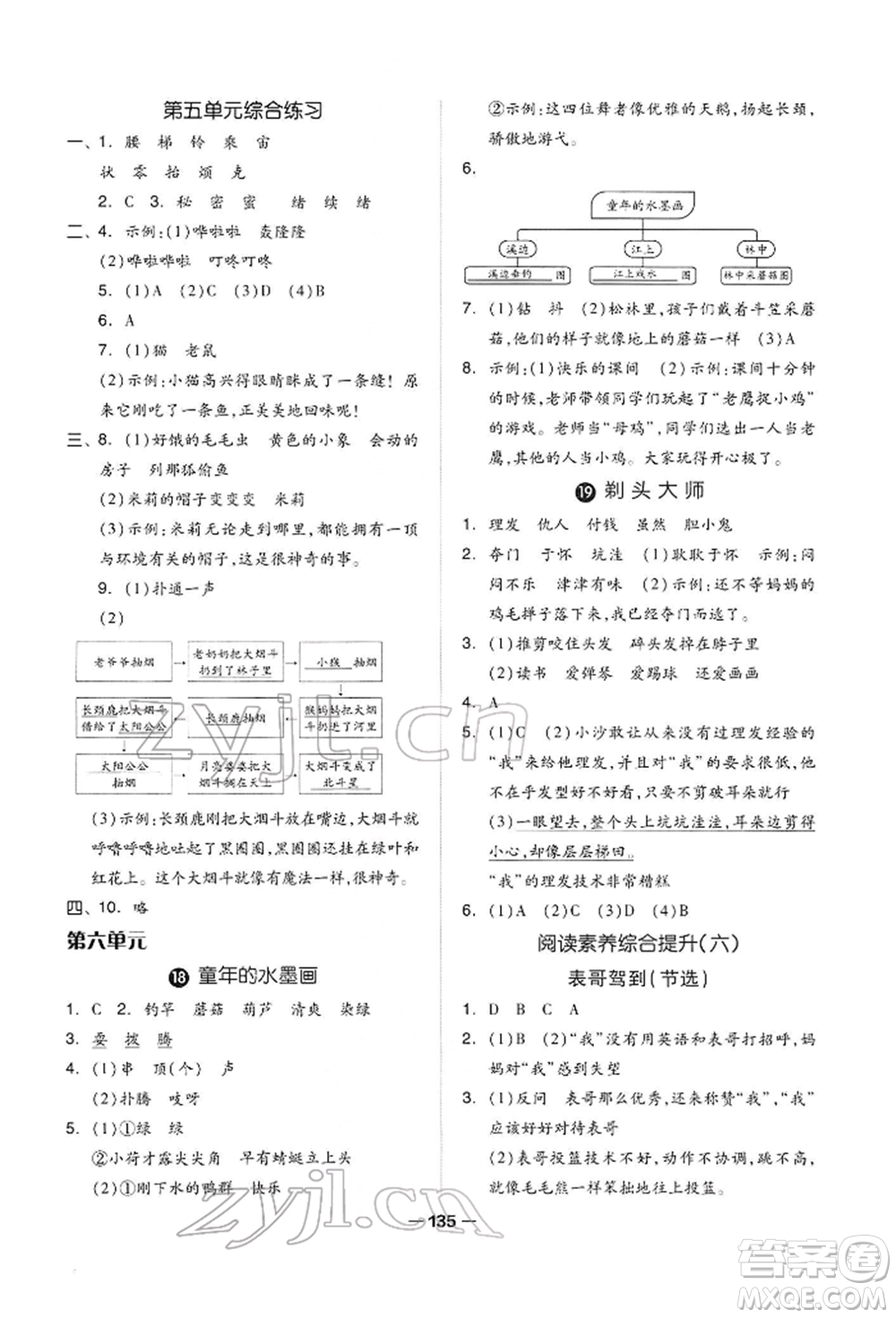 山東科學技術(shù)出版社2022新思維伴你學三年級下冊語文人教版參考答案