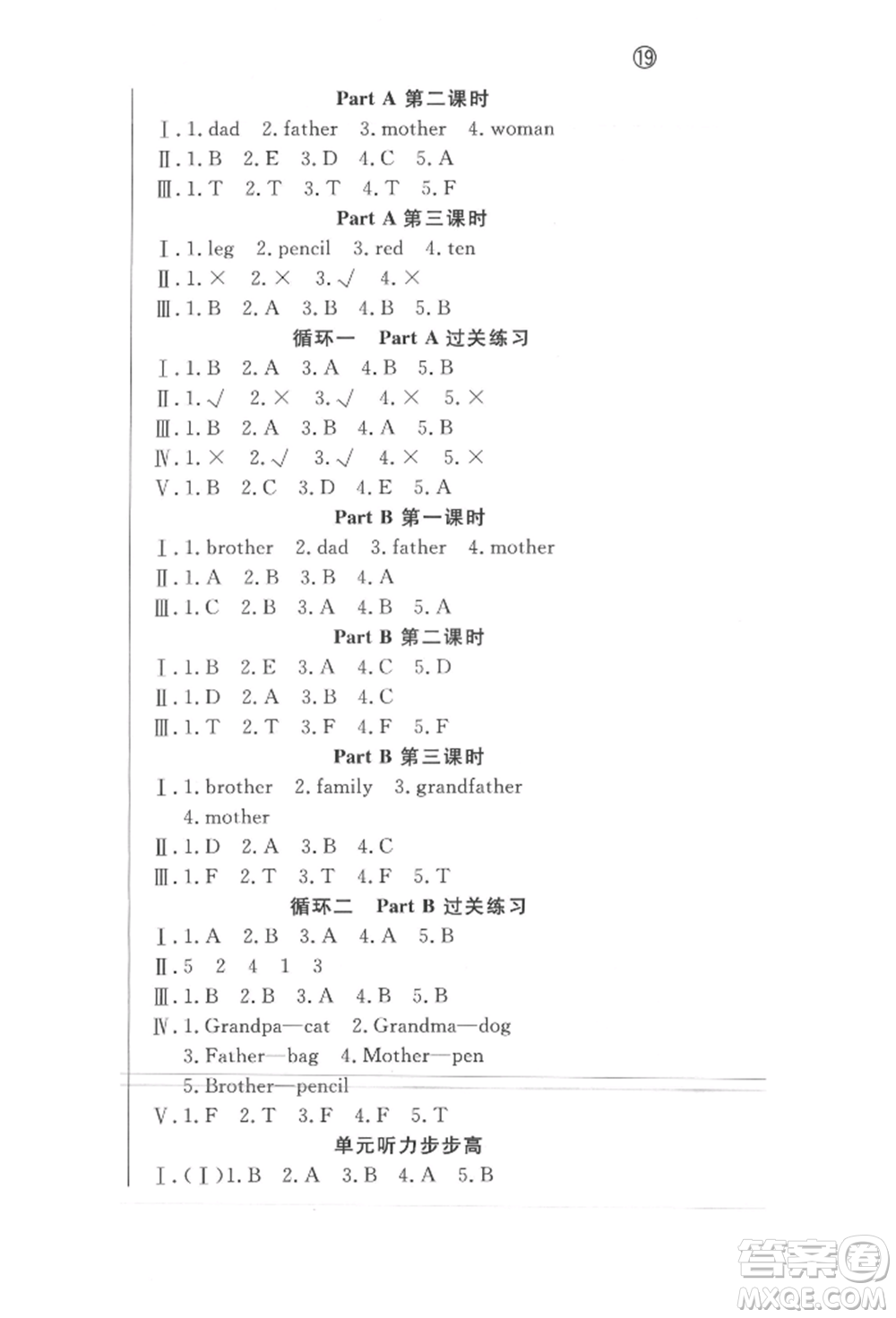 西安出版社2022狀元坊全程突破導(dǎo)練測(cè)三年級(jí)下冊(cè)英語(yǔ)人教版東莞專(zhuān)版參考答案