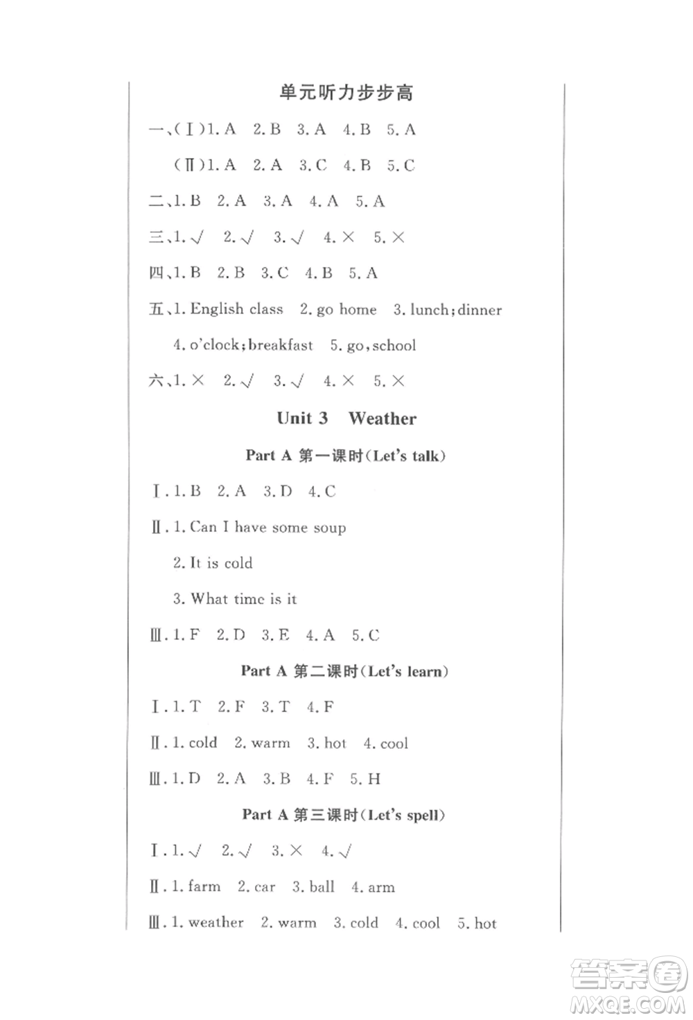 西安出版社2022狀元坊全程突破導(dǎo)練測(cè)四年級(jí)下冊(cè)英語人教版東莞專版參考答案