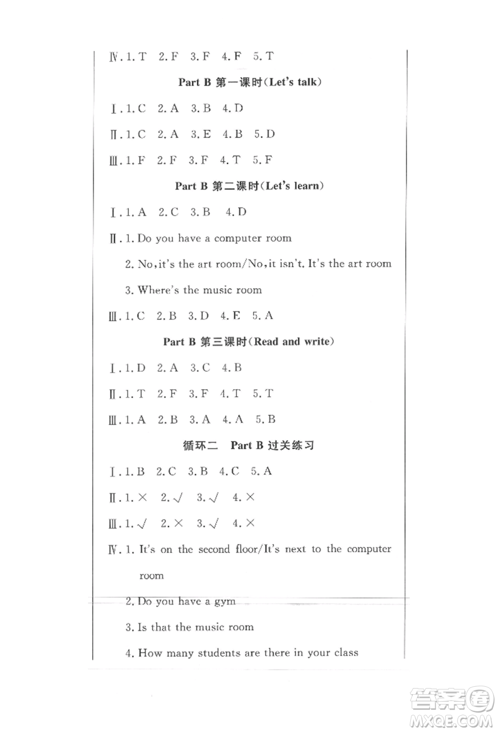 西安出版社2022狀元坊全程突破導(dǎo)練測(cè)四年級(jí)下冊(cè)英語人教版東莞專版參考答案