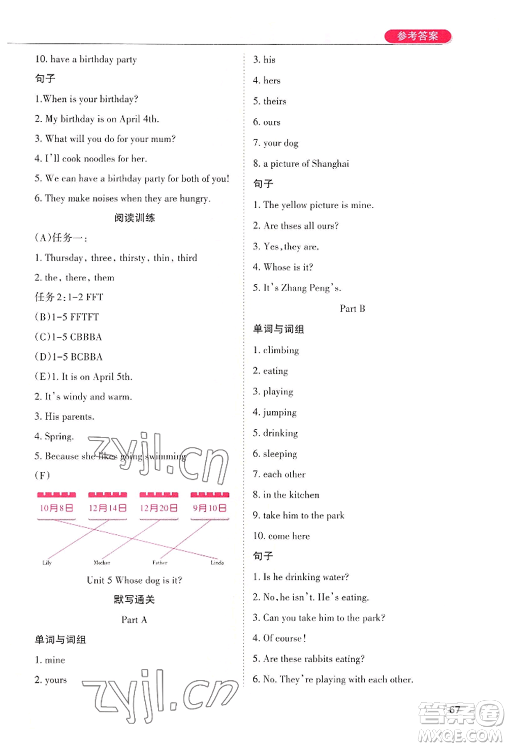西安出版社2022狀元坊全程突破導(dǎo)練測五年級下冊英語人教版順德專版參考答案