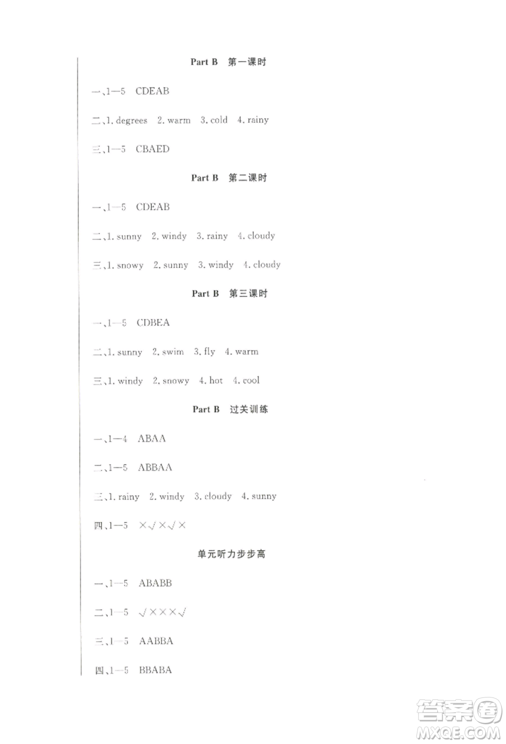 西安出版社2022狀元坊全程突破導(dǎo)練測(cè)四年級(jí)下冊(cè)英語人教版順德專版參考答案