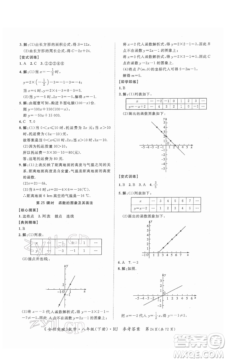 延邊大學出版社2022全程突破八年級下冊數學人教版答案