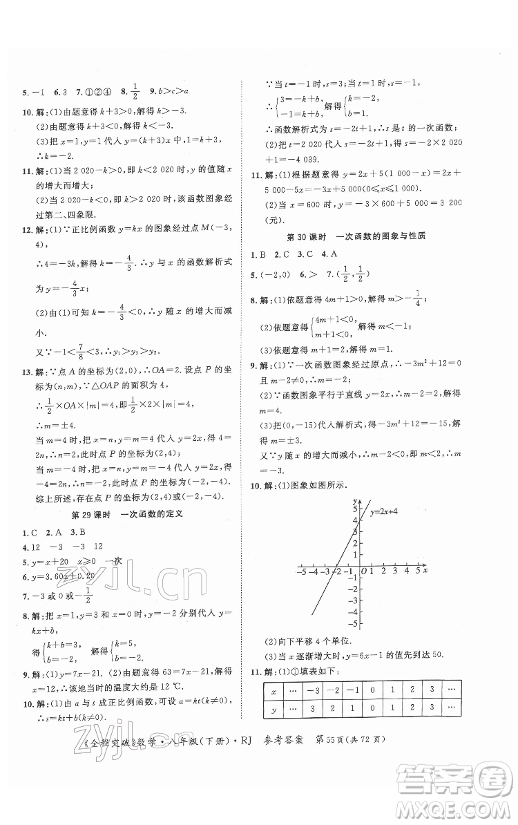 延邊大學出版社2022全程突破八年級下冊數學人教版答案