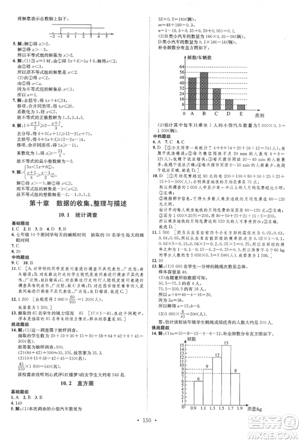 方圓電子音像出版社2022思路教練同步課時作業(yè)七年級下冊數(shù)學(xué)人教版參考答案