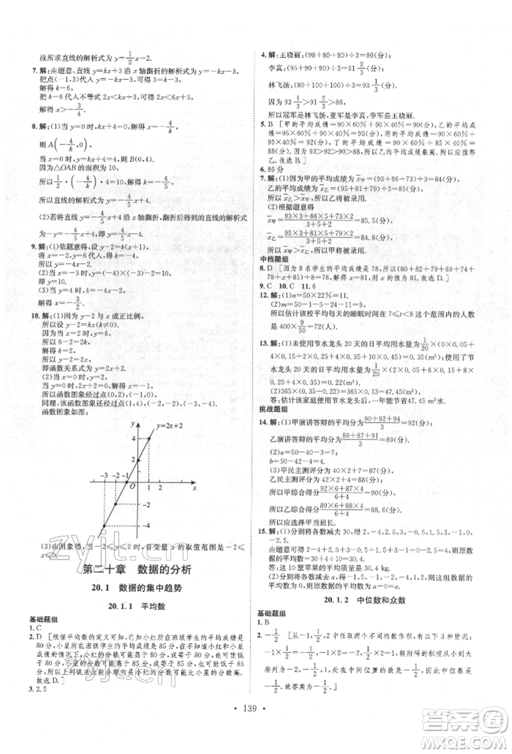 方圓電子音像出版社2022思路教練同步課時作業(yè)八年級下冊數(shù)學(xué)人教版參考答案