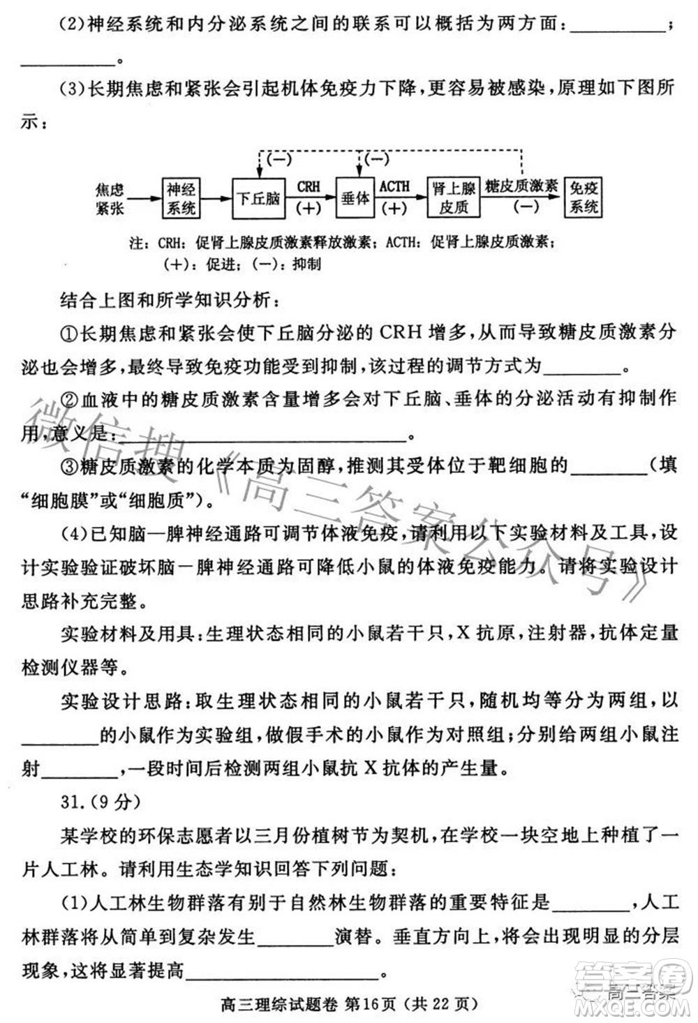 鄭州市2022年高中畢業(yè)年級第三次質(zhì)量預(yù)測理科綜合試題及答案