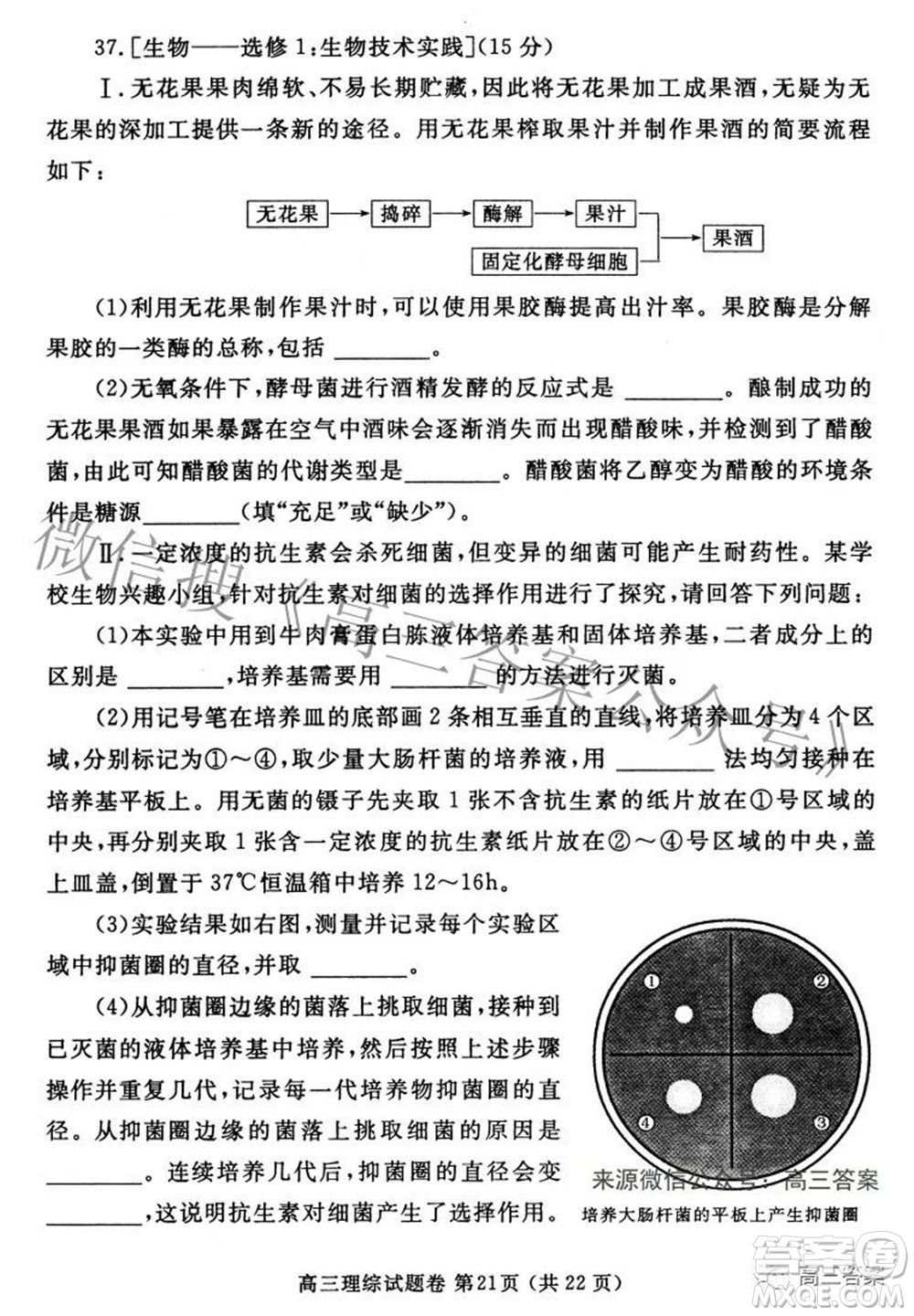 鄭州市2022年高中畢業(yè)年級第三次質(zhì)量預(yù)測理科綜合試題及答案