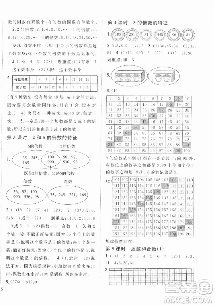吉林人民出版社2022全科王同步課時練習數(shù)學五年級下冊新課標人教版答案