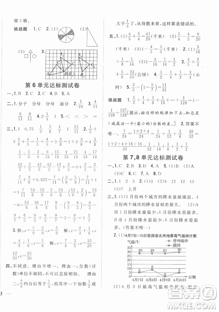 吉林人民出版社2022全科王同步課時練習數(shù)學五年級下冊新課標人教版答案