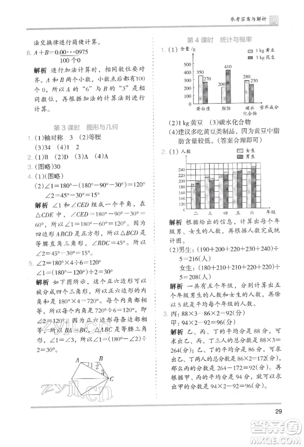 鷺江出版社2022木頭馬分層課課練四年級下冊數(shù)學人教版福建專版參考答案
