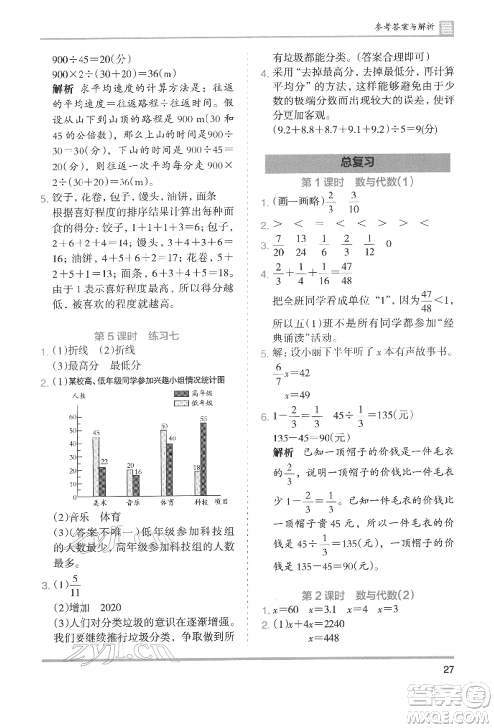 湖南師范大學(xué)出版社2022木頭馬分層課課練五年級(jí)下冊數(shù)學(xué)北師大版參考答案