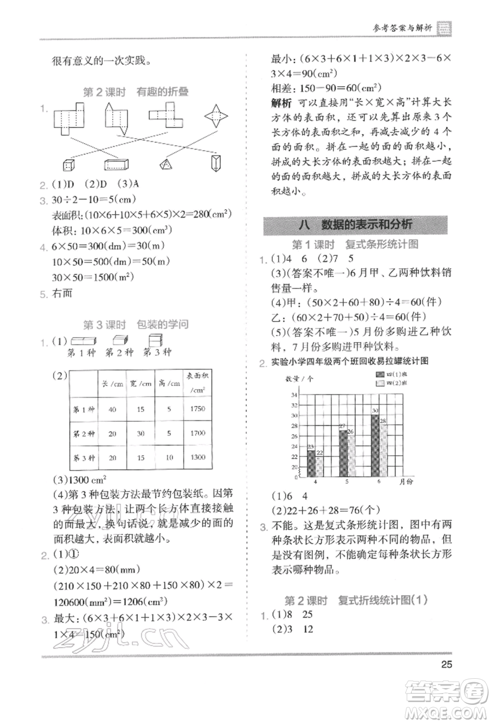 湖南師范大學(xué)出版社2022木頭馬分層課課練五年級(jí)下冊數(shù)學(xué)北師大版參考答案