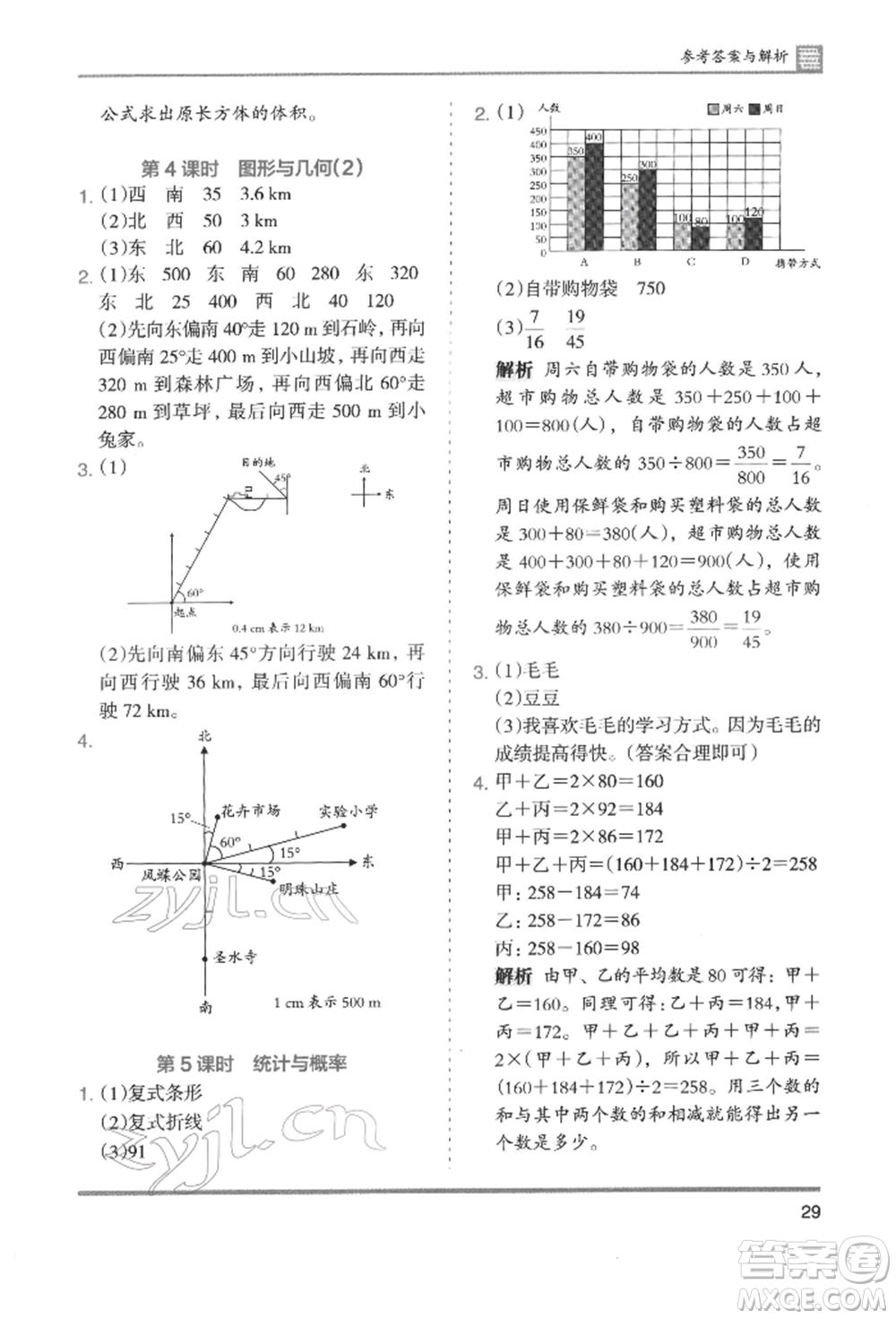 湖南師范大學(xué)出版社2022木頭馬分層課課練五年級(jí)下冊數(shù)學(xué)北師大版參考答案