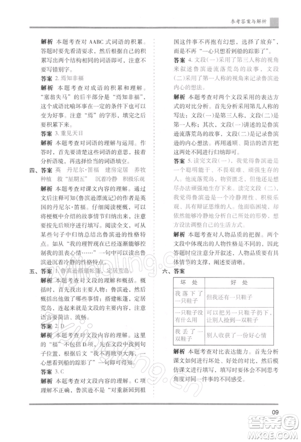 湖南師范大學(xué)出版社2022木頭馬分層課課練六年級下冊語文人教版浙江專版參考答案