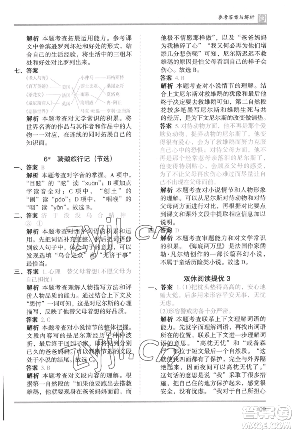 鷺江出版社2022木頭馬分層課課練六年級(jí)下冊(cè)語(yǔ)文人教版福建專版參考答案