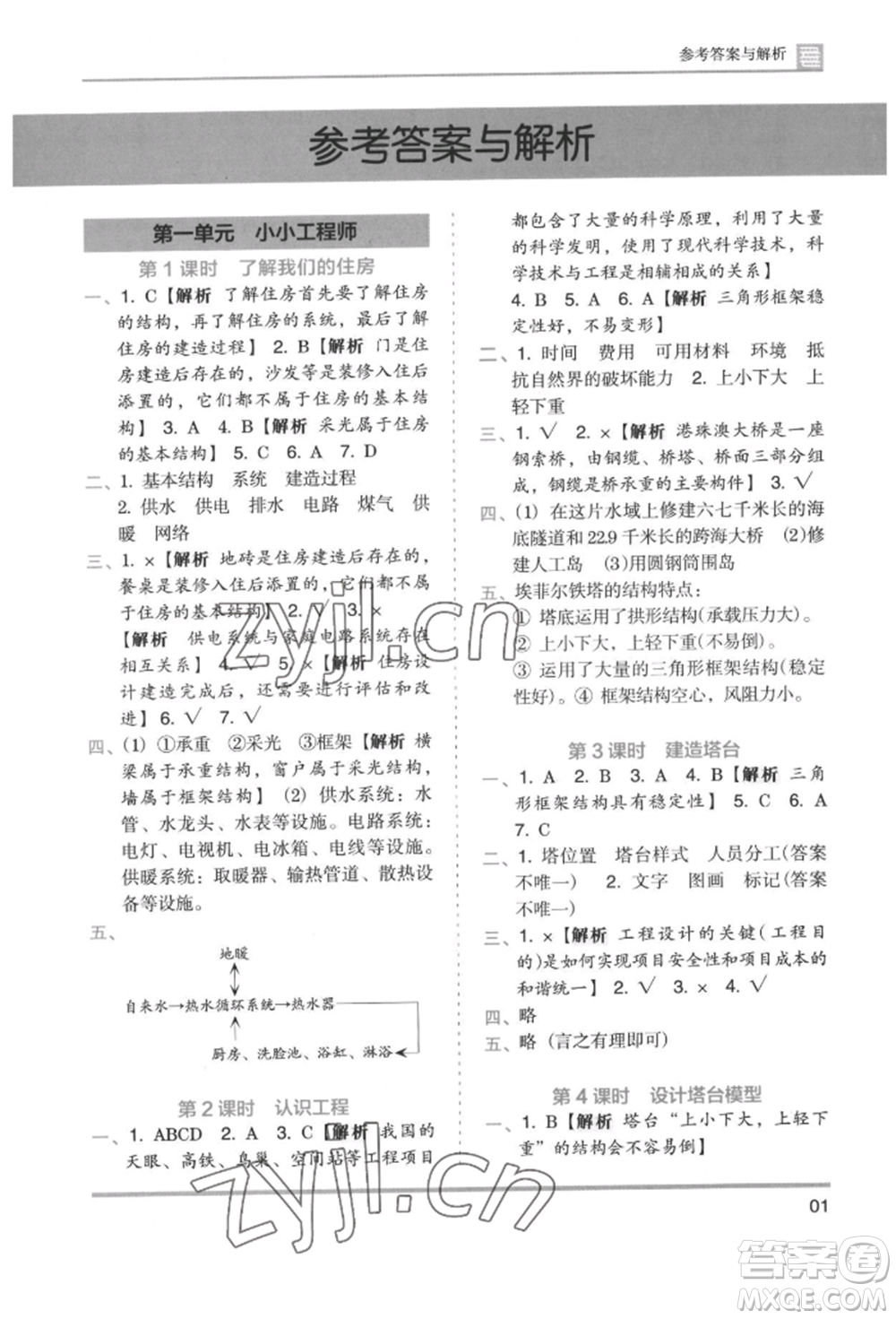 湖南師范大學(xué)出版社2022木頭馬分層課課練六年級(jí)下冊(cè)科學(xué)教科版參考答案