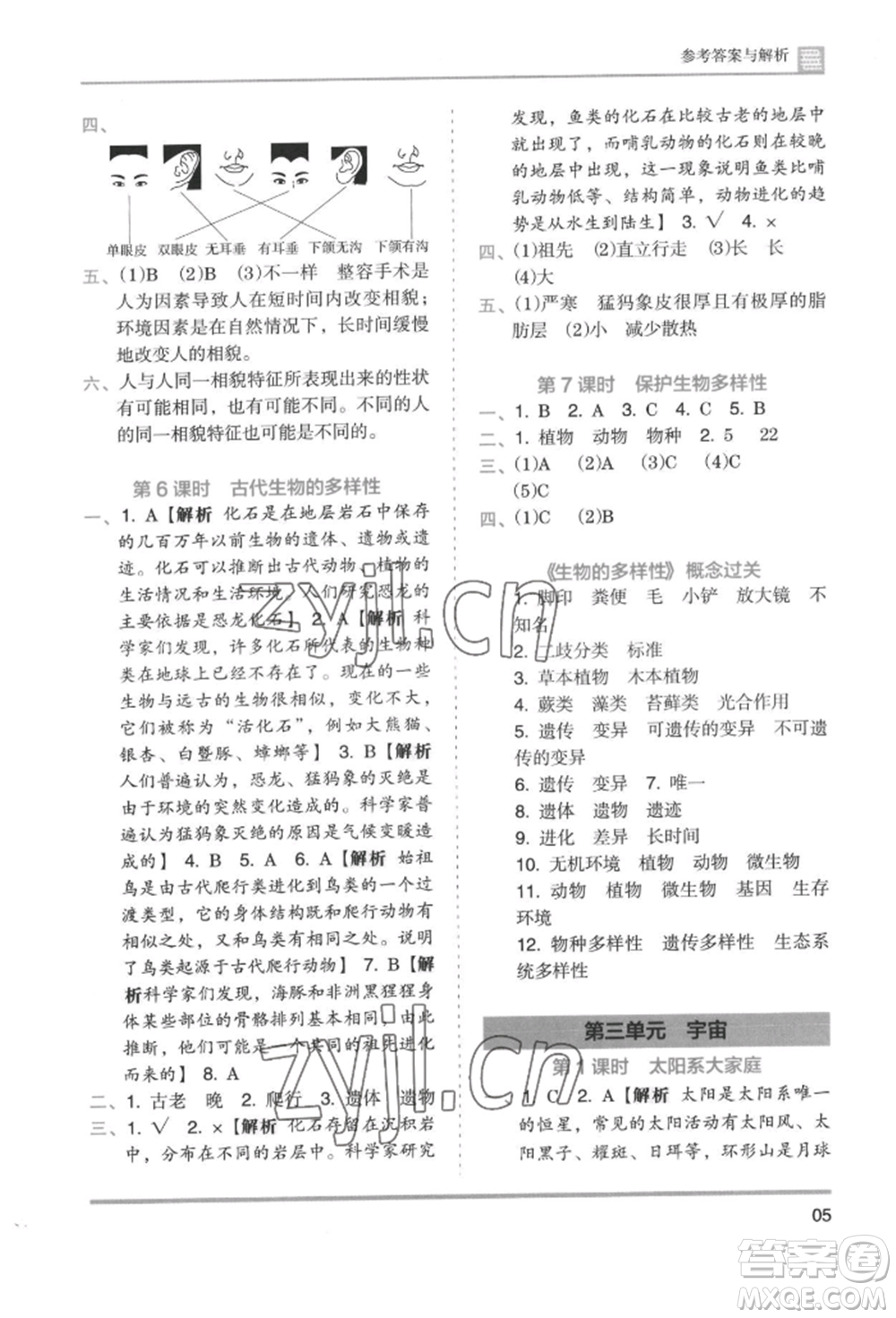 湖南師范大學(xué)出版社2022木頭馬分層課課練六年級(jí)下冊(cè)科學(xué)教科版參考答案