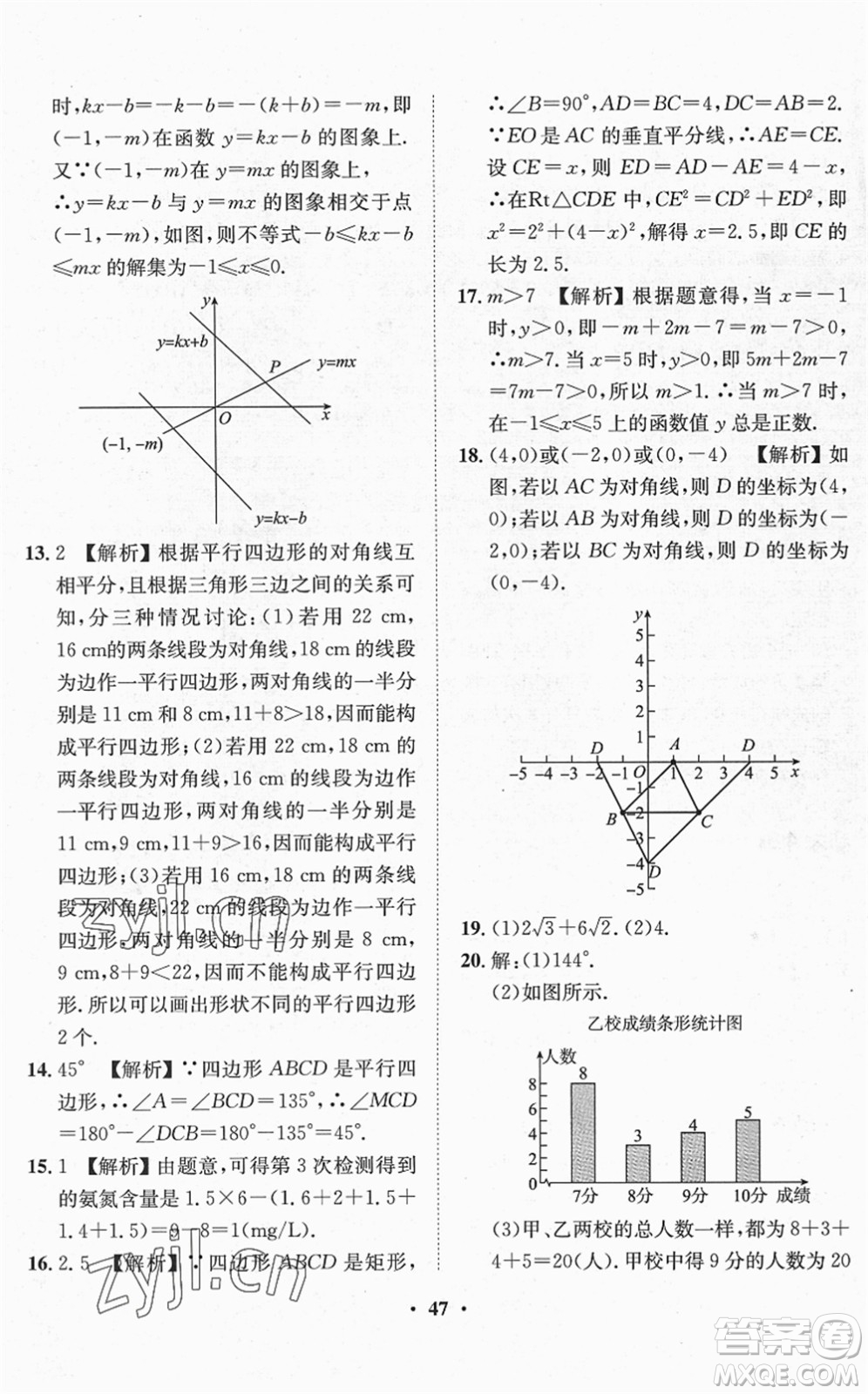 山東畫報出版社2022一課三練單元測試八年級數(shù)學(xué)下冊RJ人教版答案