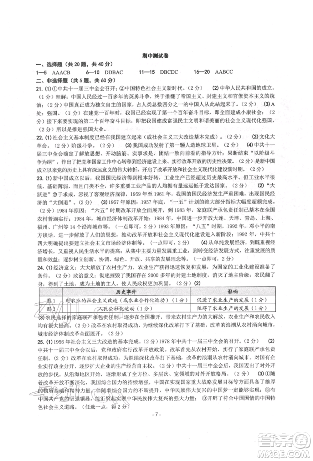 南方出版社2022練習(xí)精編八年級(jí)下冊(cè)中國(guó)歷史人教版參考答案