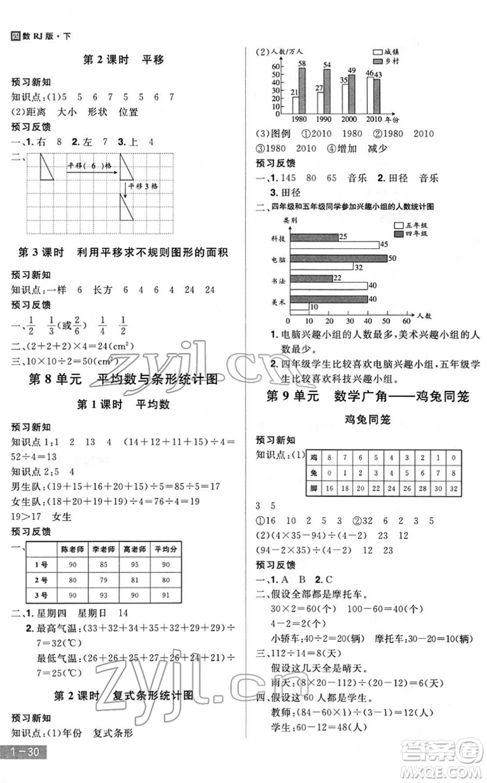 江西美術(shù)出版社2022龍門(mén)之星四年級(jí)數(shù)學(xué)下冊(cè)RJ人教版答案