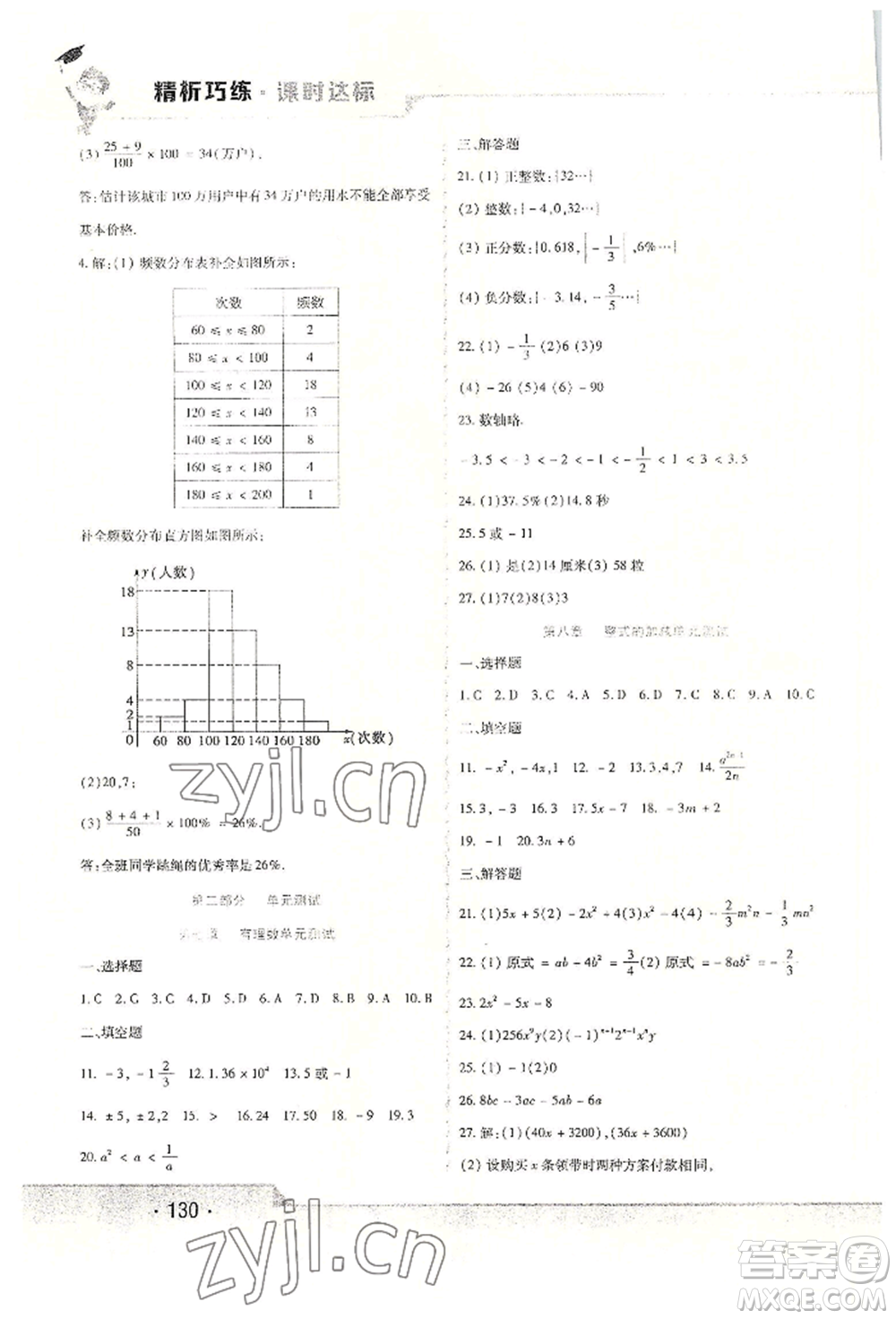 北方婦女兒童出版社2022精析巧練課時(shí)達(dá)標(biāo)六年級(jí)下冊(cè)54制數(shù)學(xué)人教版參考答案