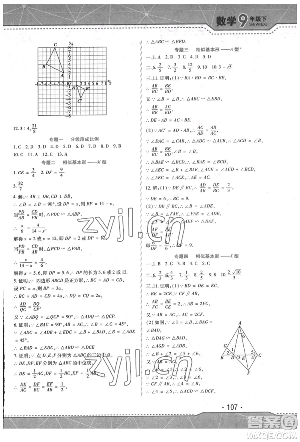 吉林出版集團(tuán)股份有限公司2022精析巧練階段驗(yàn)收與測(cè)試九年級(jí)下冊(cè)數(shù)學(xué)人教版參考答案