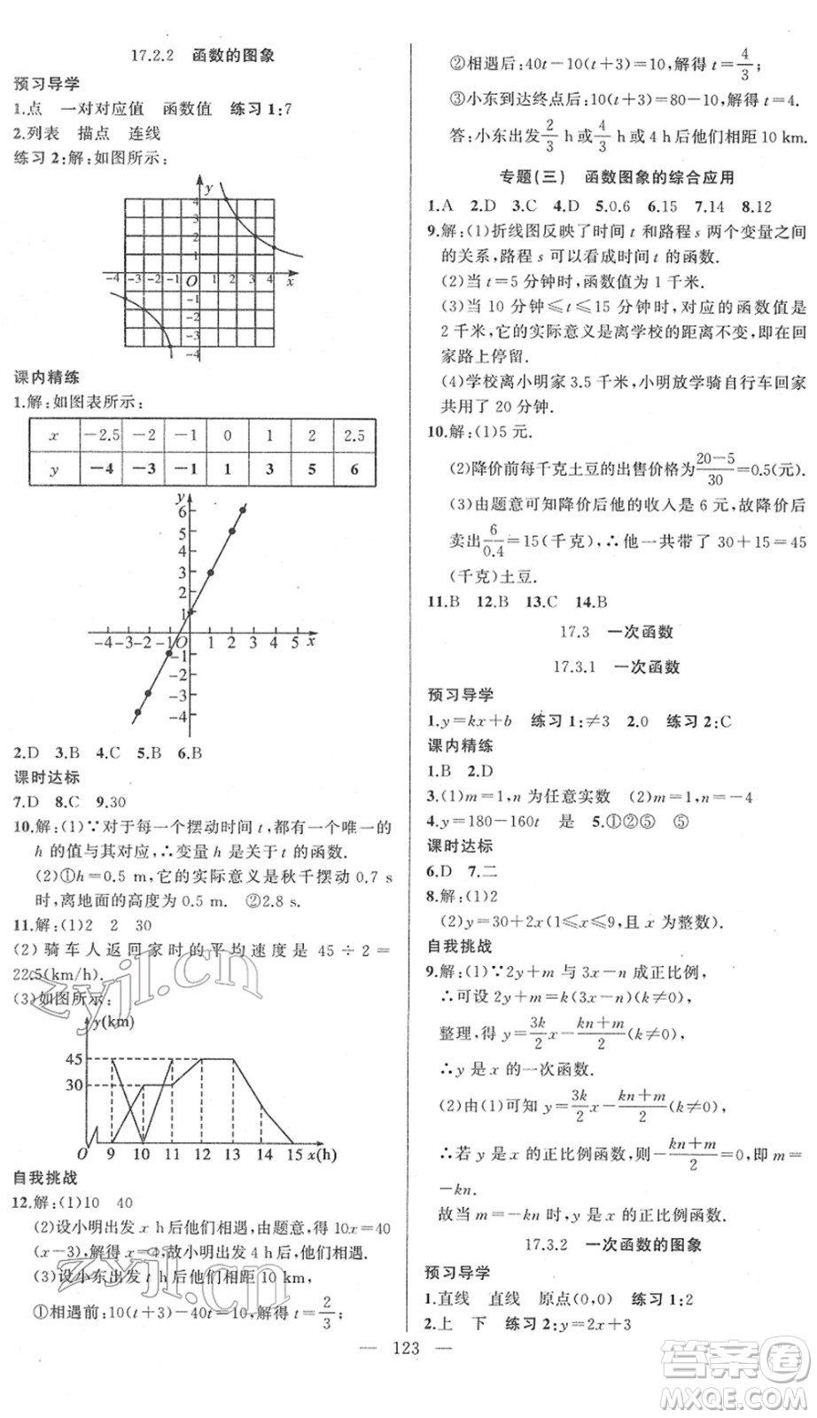新疆青少年出版社2022黃岡金牌之路練闖考八年級(jí)數(shù)學(xué)下冊(cè)華師版答案