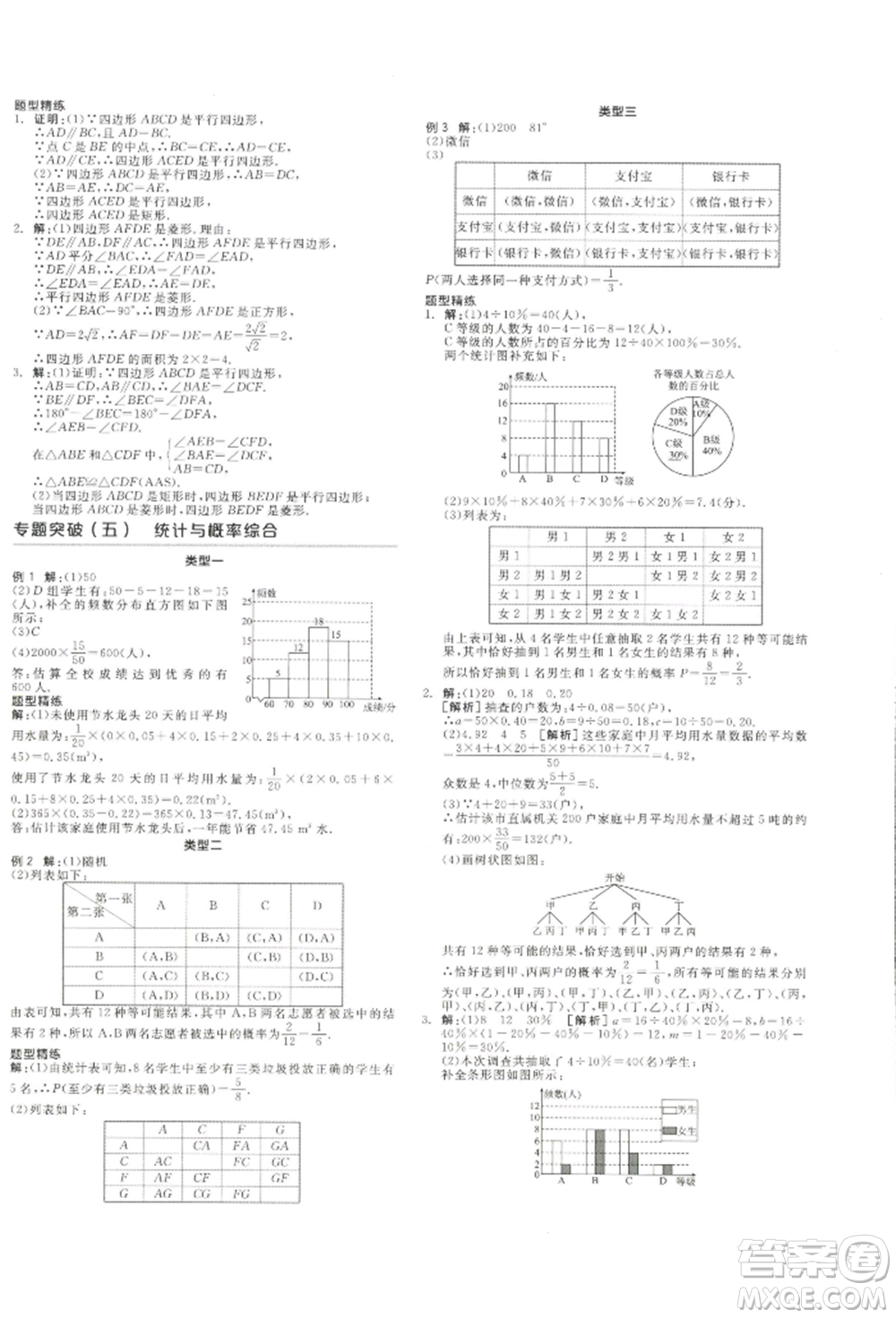 江西美術(shù)出版社2022全品中考復(fù)習(xí)方案聽課手冊(cè)數(shù)學(xué)通用版寧夏專版參考答案