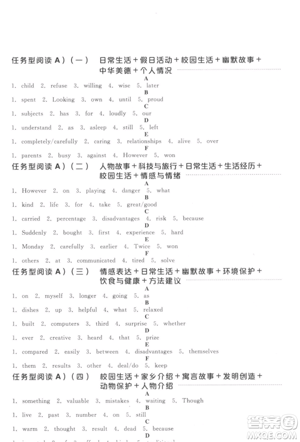 延邊教育出版社2022全品中考復(fù)習(xí)方案聽課手冊(cè)英語(yǔ)通用版徐州專版參考答案