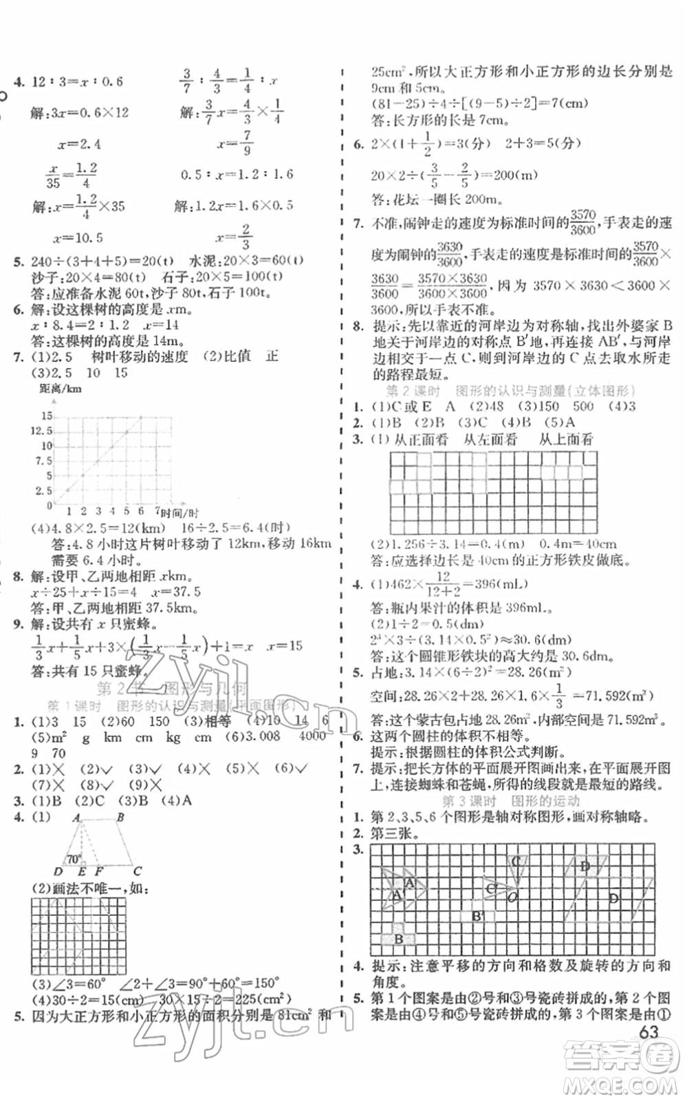 河北教育出版社2022七彩課堂六年級(jí)數(shù)學(xué)下冊(cè)人教版答案