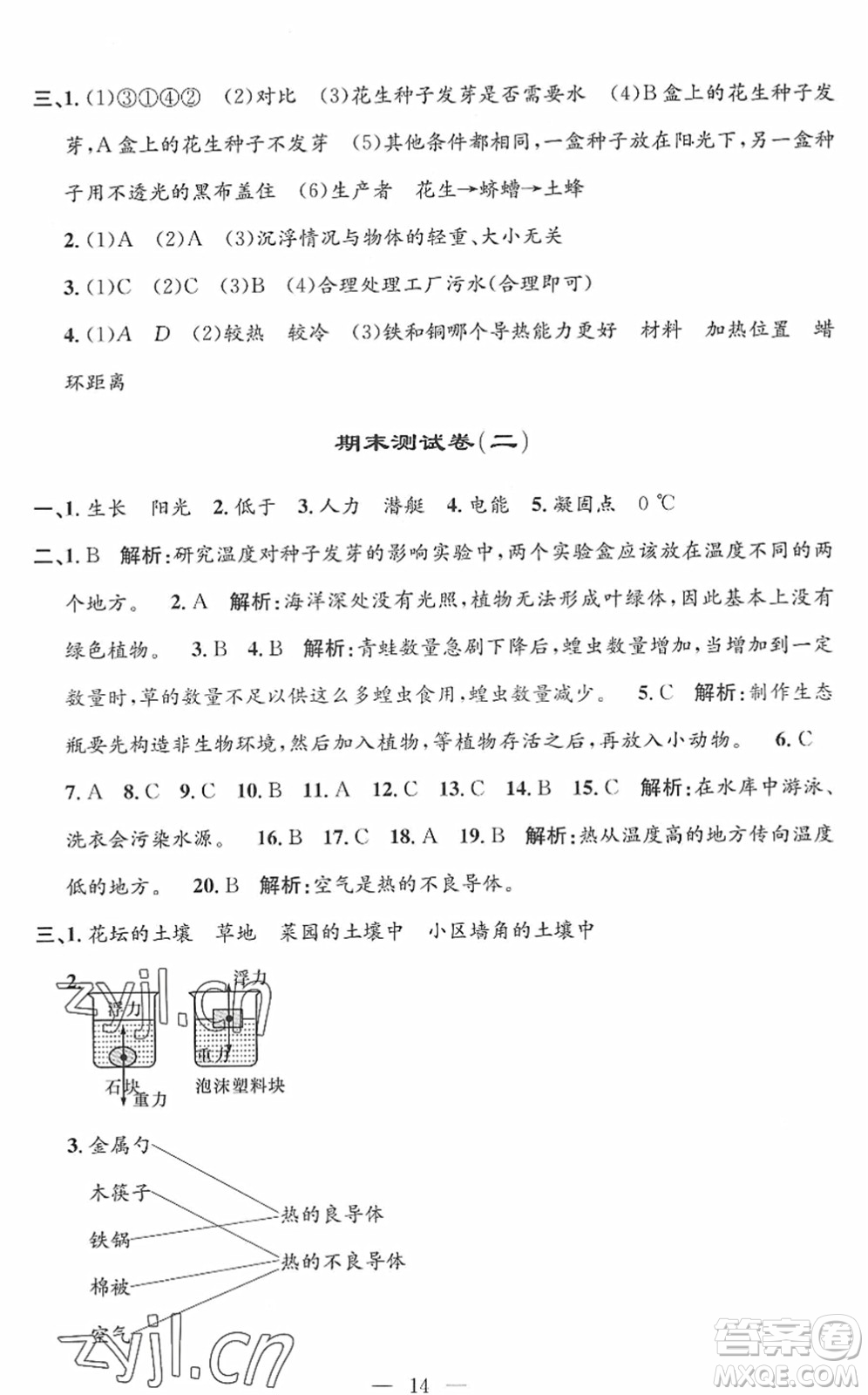 河海大學(xué)出版社2022孟建平課時(shí)精練五年級(jí)科學(xué)下冊(cè)J教科版答案