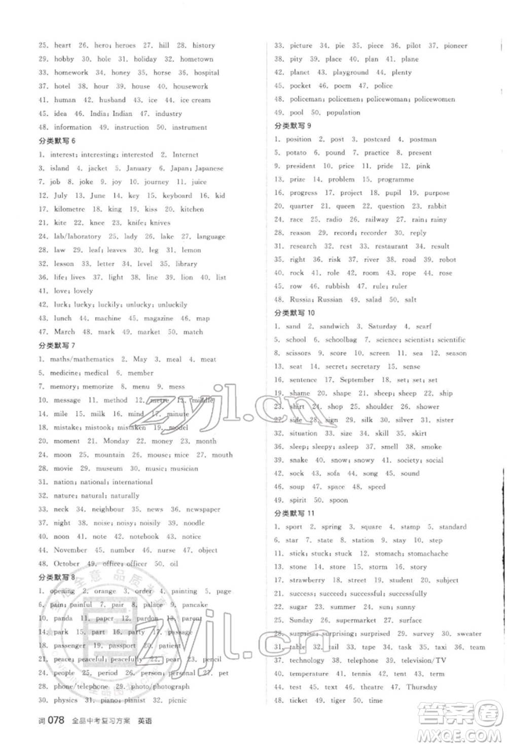 陽(yáng)光出版社2022全品中考復(fù)習(xí)方案聽(tīng)課手冊(cè)英語(yǔ)通用版江西專版參考答案