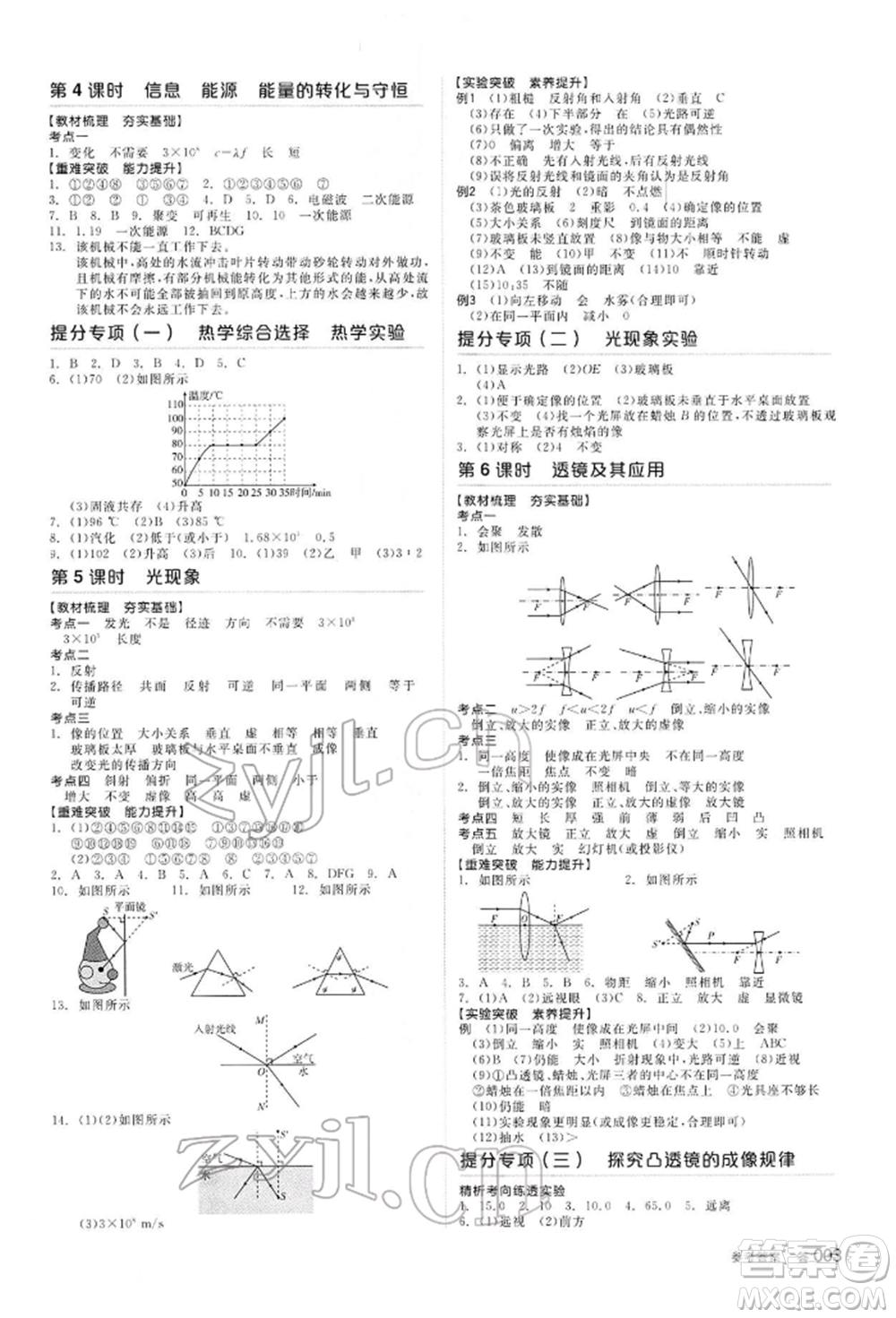 陽光出版社2022全品中考復(fù)習(xí)方案聽課手冊物理通用版內(nèi)蒙古專版參考答案