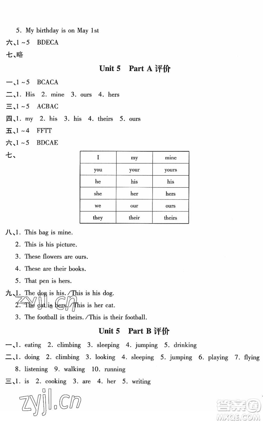 河北少年兒童出版社2022世超金典課時練測評試卷五年級英語下冊人教版答案