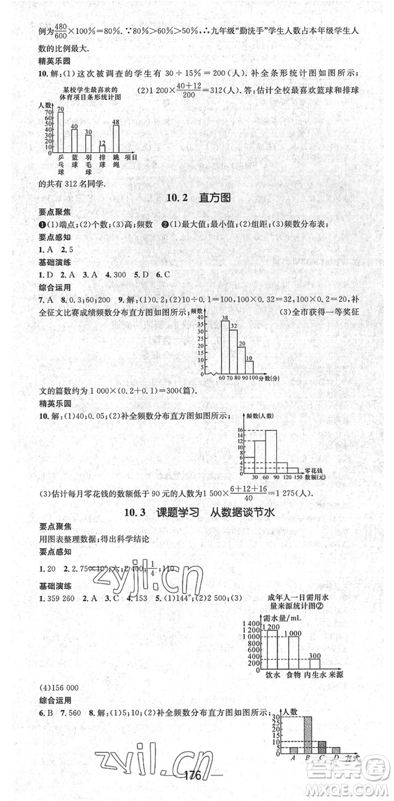 陽(yáng)光出版社2022精英新課堂七年級(jí)數(shù)學(xué)下冊(cè)RJ人教版答案