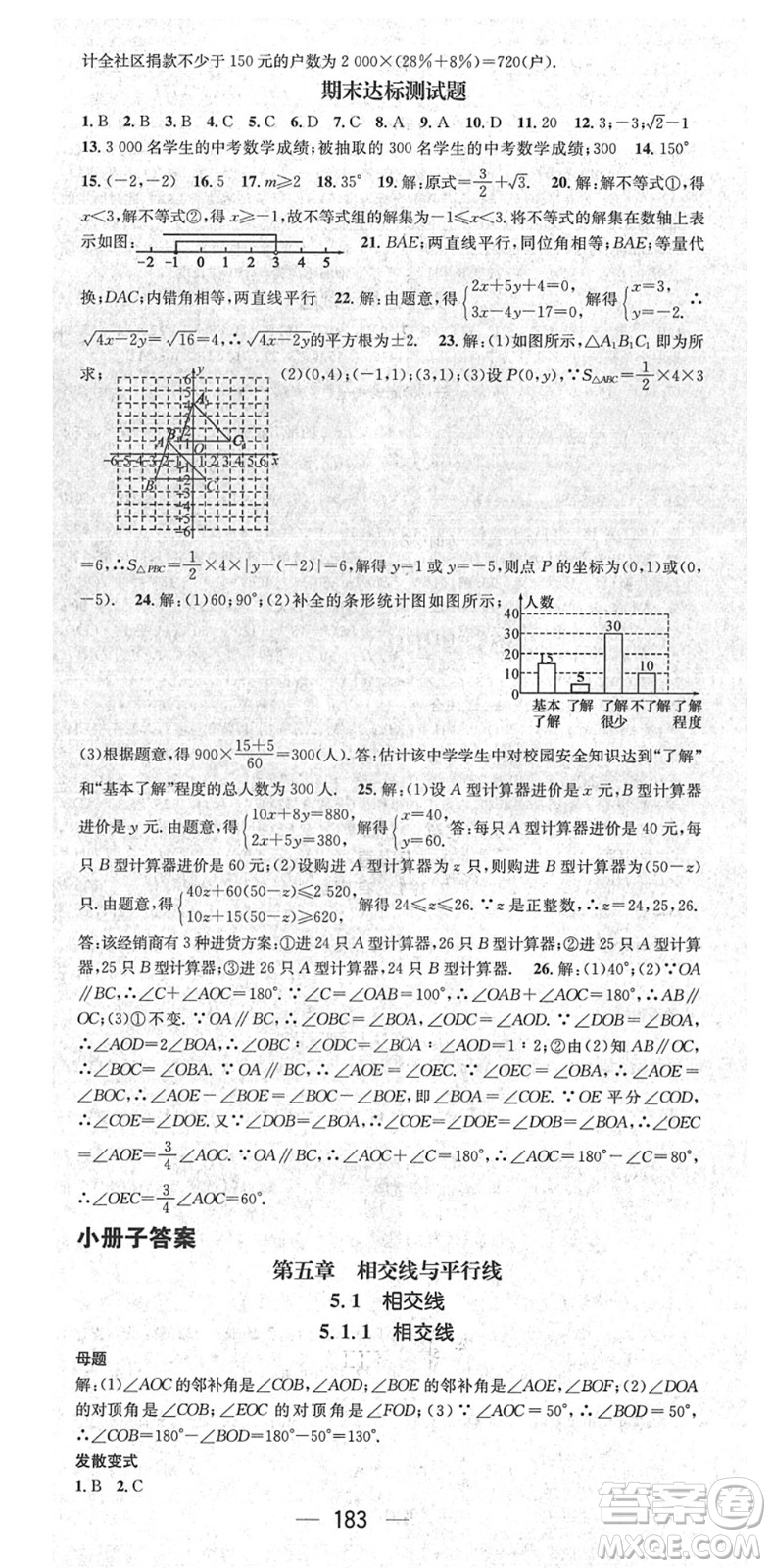 陽(yáng)光出版社2022精英新課堂七年級(jí)數(shù)學(xué)下冊(cè)RJ人教版答案