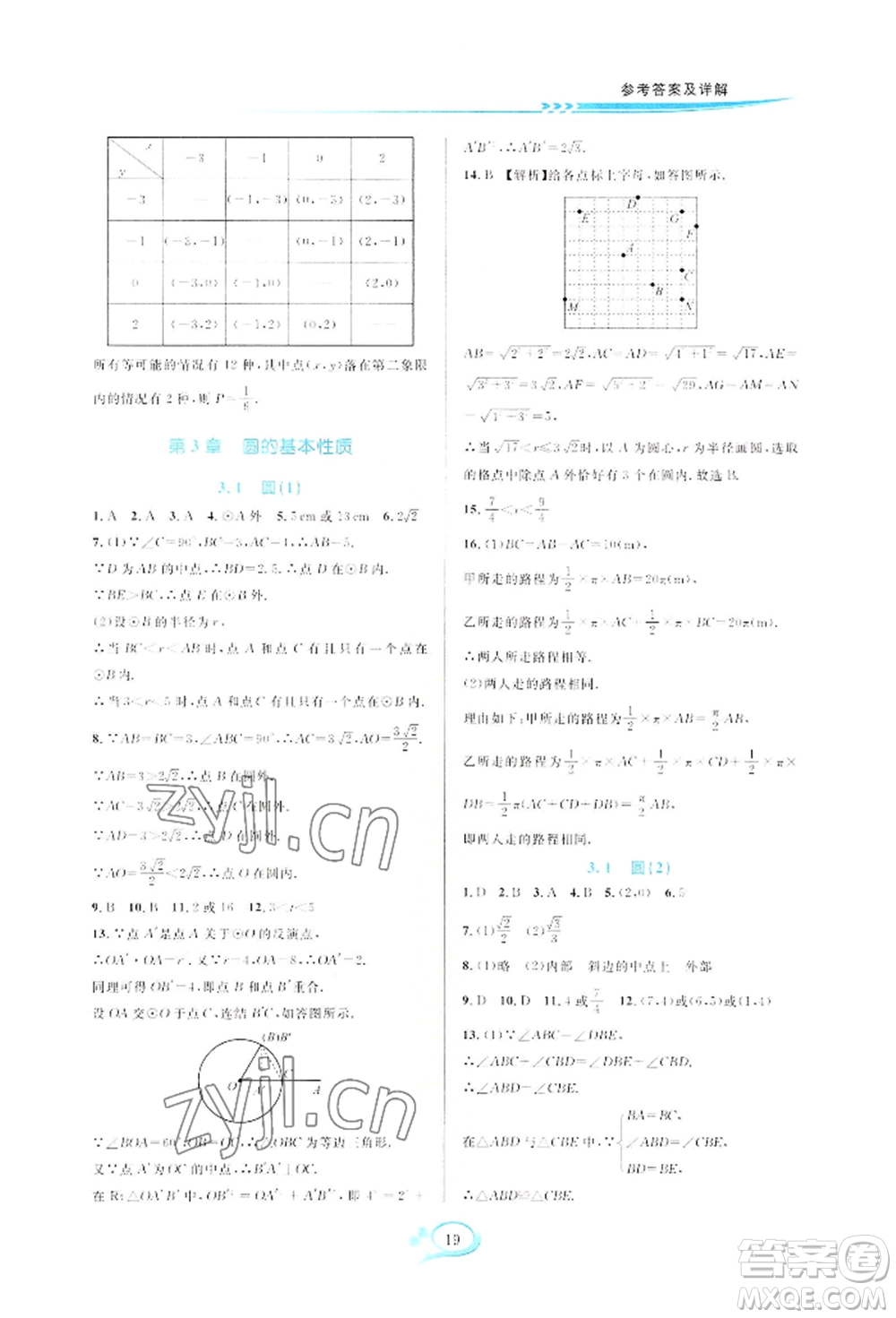華東師范大學出版社2022全優(yōu)方案夯實與提高九年級數(shù)學浙教版參考答案