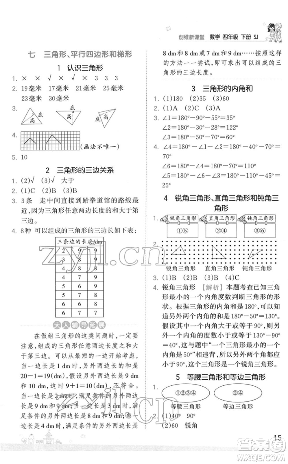江西人民出版社2022王朝霞創(chuàng)維新課堂同步優(yōu)化訓(xùn)練四年級數(shù)學(xué)下冊SJ蘇教版答案