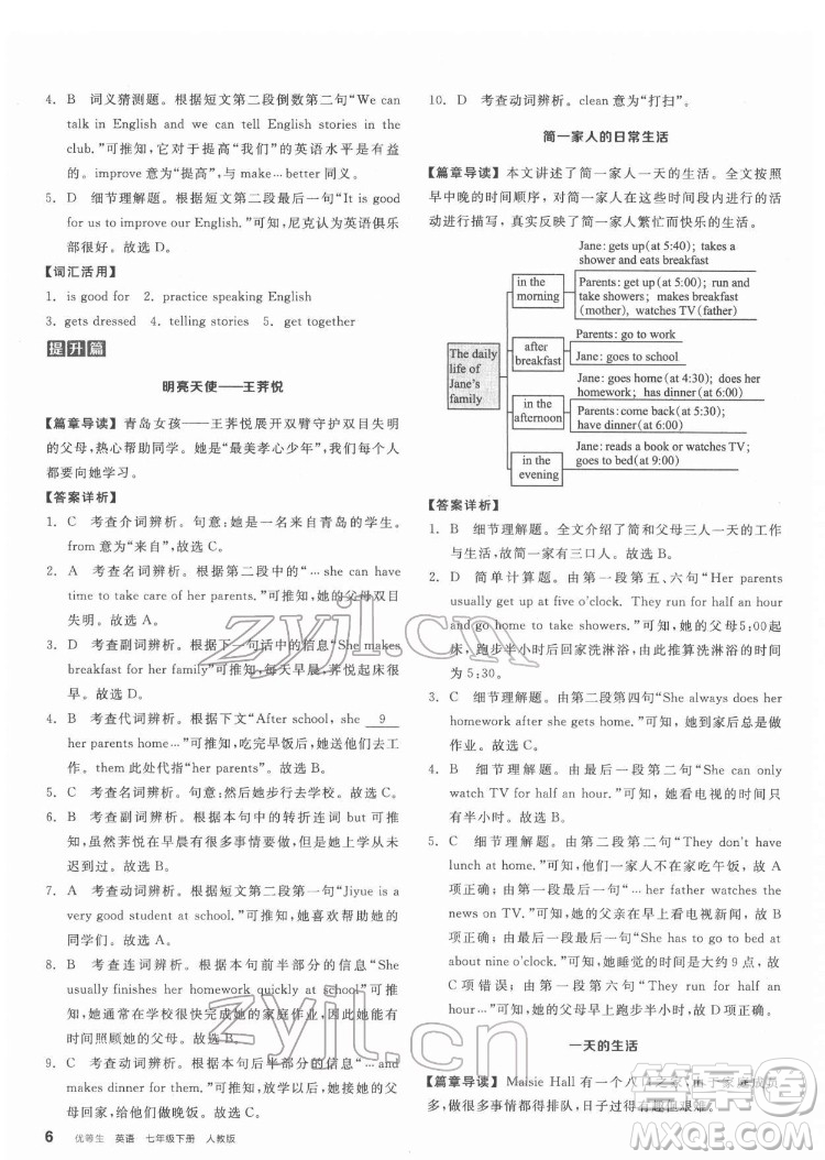 陽光出版社2022練就優(yōu)等生七年級(jí)英語下冊(cè)RJ人教版答案