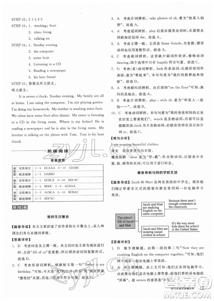 陽光出版社2022練就優(yōu)等生七年級(jí)英語下冊(cè)RJ人教版答案