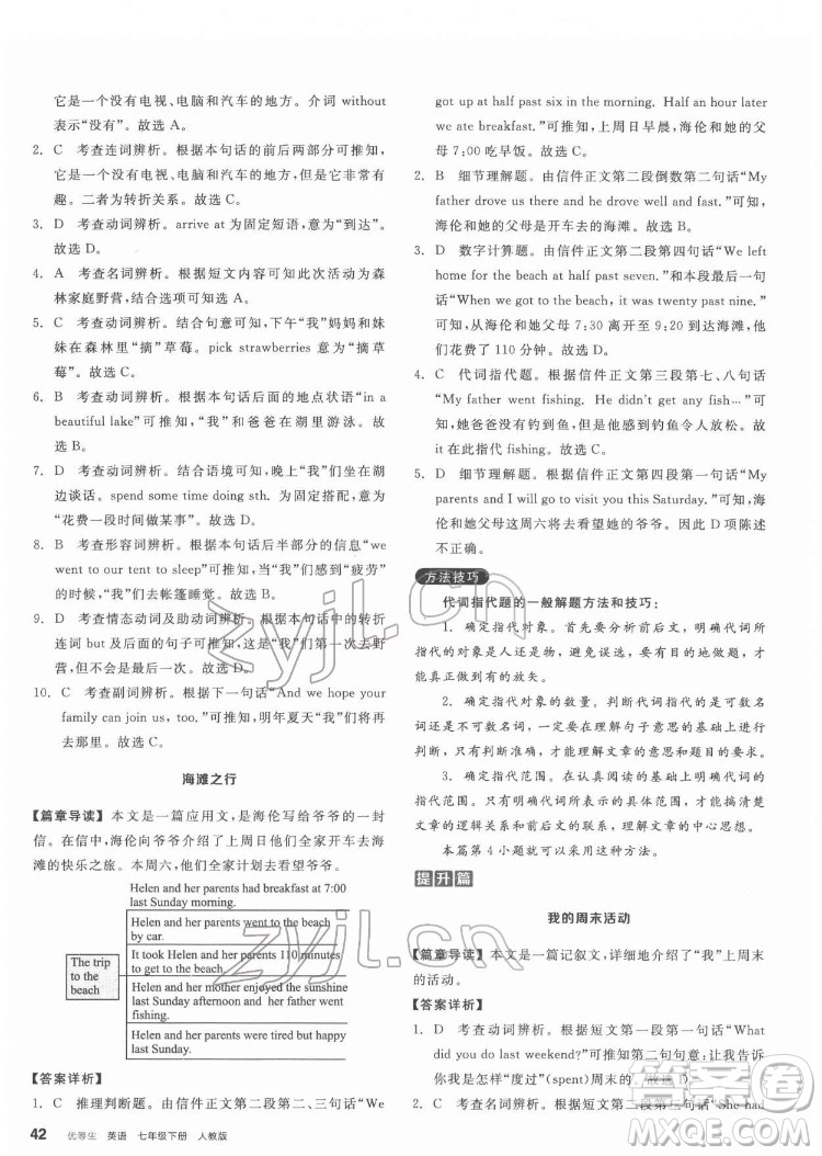 陽光出版社2022練就優(yōu)等生七年級(jí)英語下冊(cè)RJ人教版答案