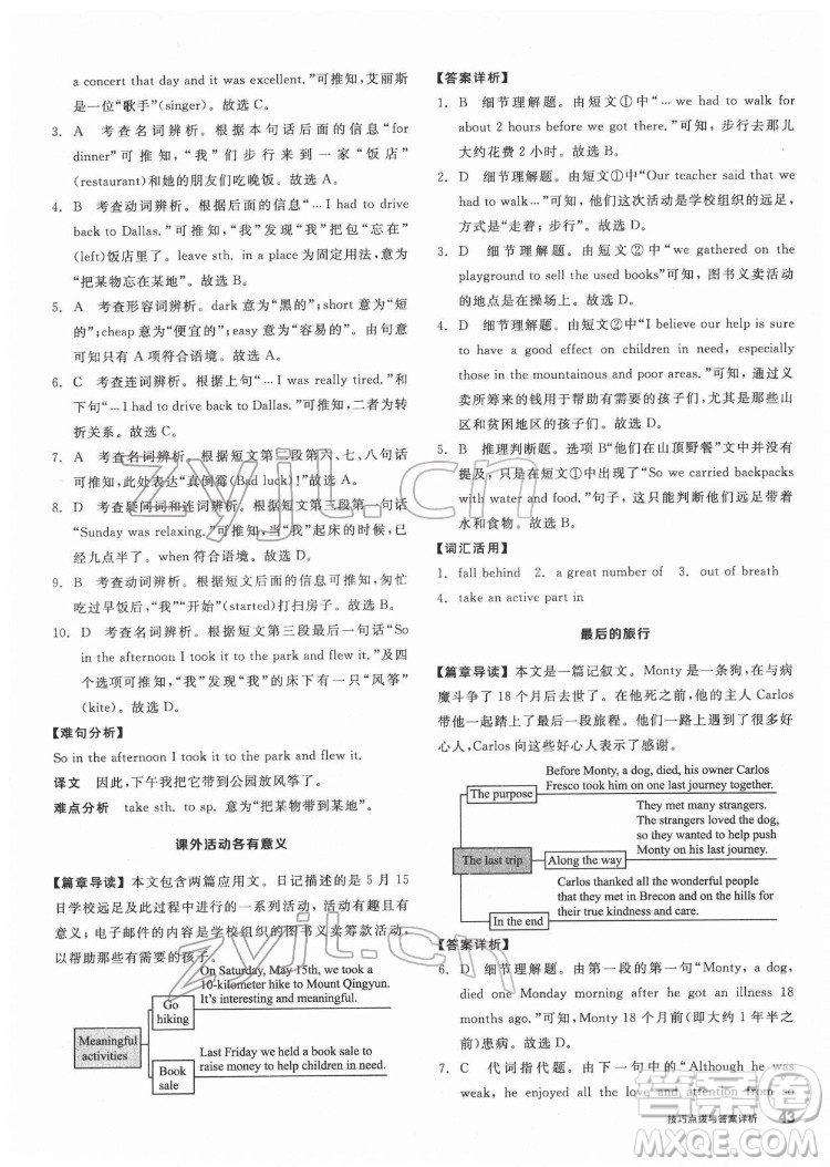 陽光出版社2022練就優(yōu)等生七年級(jí)英語下冊(cè)RJ人教版答案