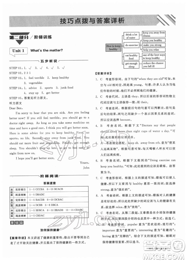 陽(yáng)光出版社2022練就優(yōu)等生八年級(jí)英語下冊(cè)RJ人教版答案