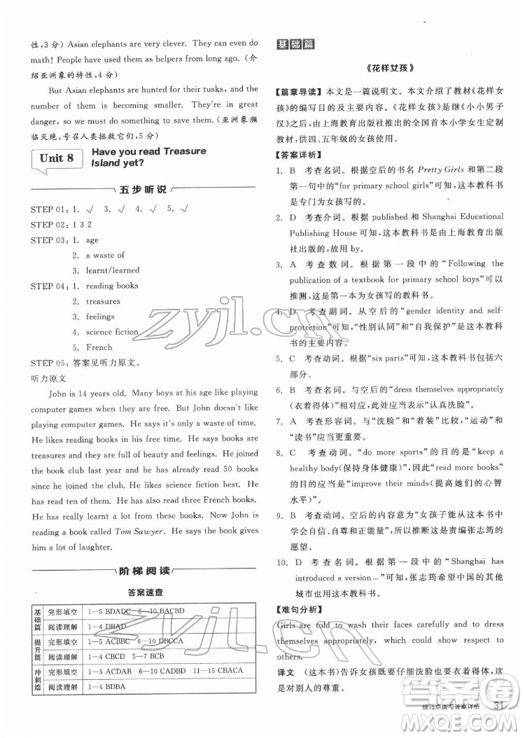 陽(yáng)光出版社2022練就優(yōu)等生八年級(jí)英語下冊(cè)RJ人教版答案