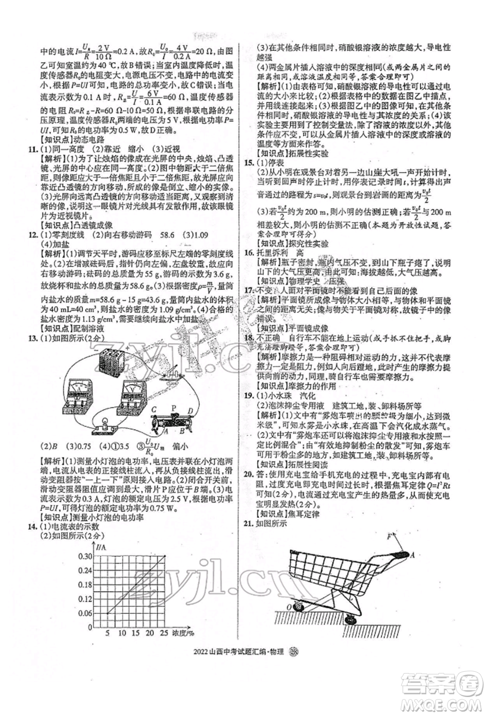 學(xué)習(xí)周報(bào)社2022山西中考試題匯編物理人教版參考答案