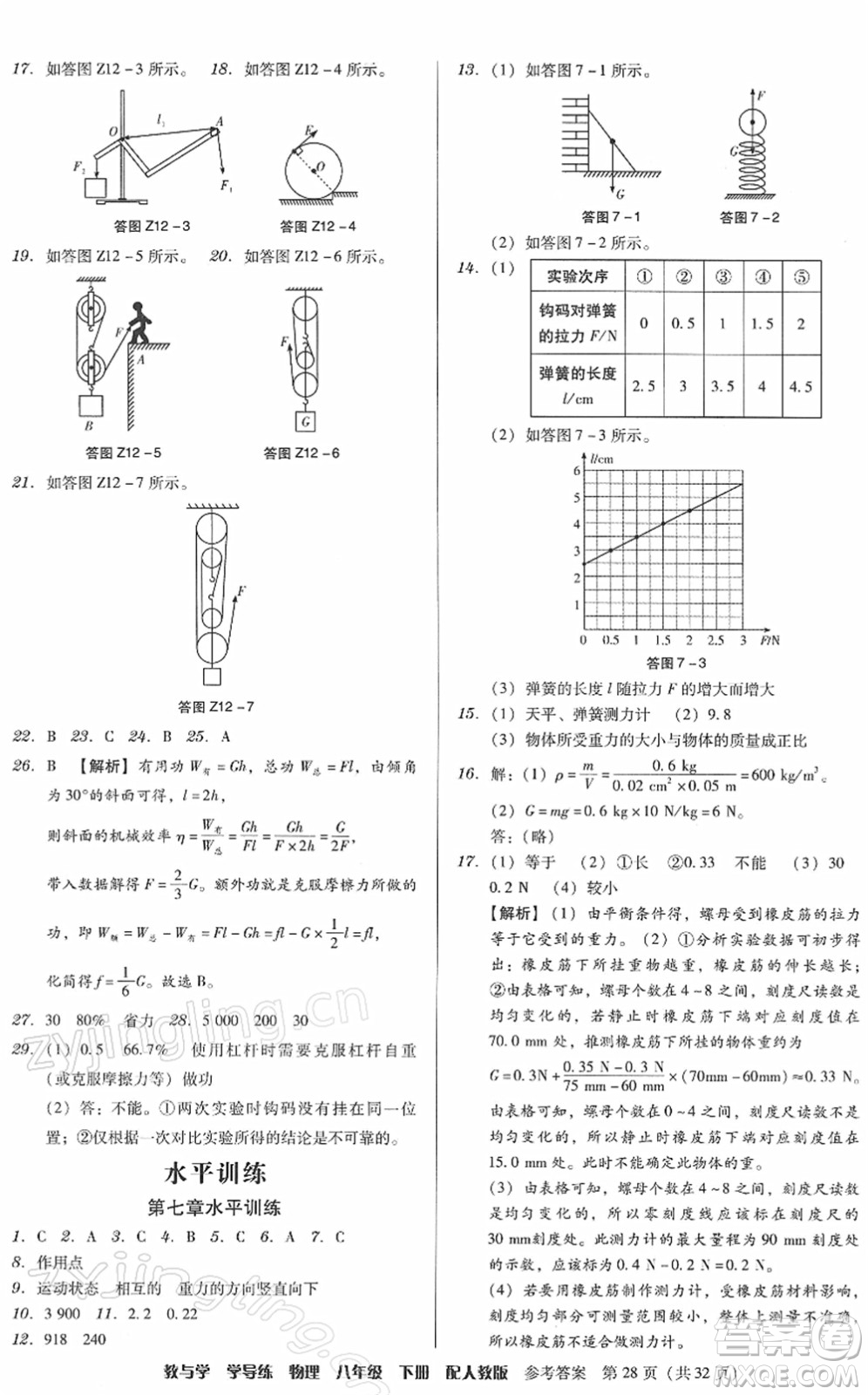 安徽人民出版社2022教與學(xué)學(xué)導(dǎo)練八年級(jí)物理下冊(cè)人教版答案
