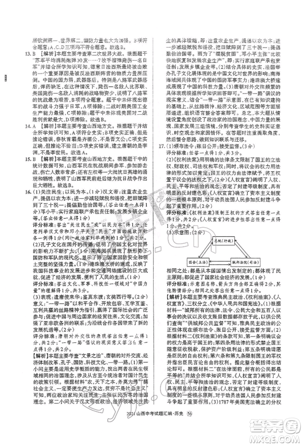 學(xué)習(xí)周報(bào)社2022山西中考試題匯編歷史人教版參考答案